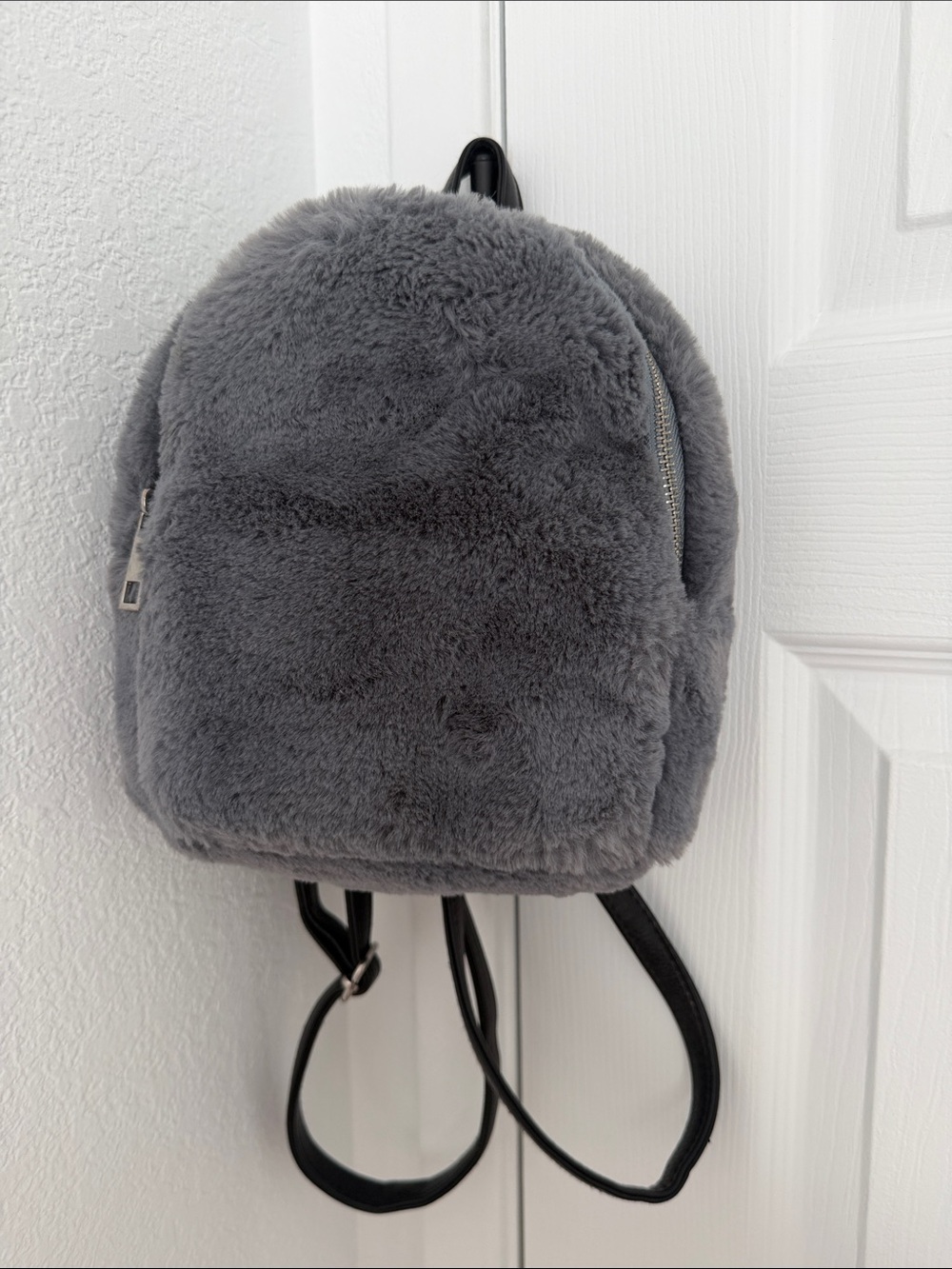 Faux Fur Gray Mini Backpack - Stylish Women's Bag